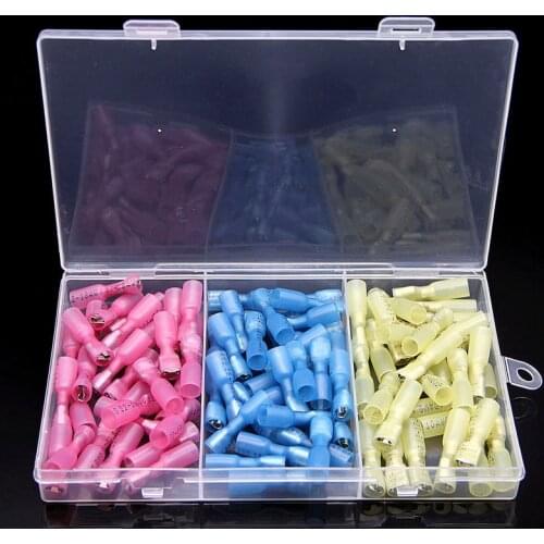 90Pcs Female Electrical Cable Connectors Heat Shrink Wire Spade Terminals 1/4" Quick Disconnect Waterproof Insulated