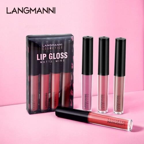 4pcs/set High Shine Super Lustrous Lipgloss Lasting Moisturizing Waterproof Non-stick Cup Lip Glaze Makeup SSwell