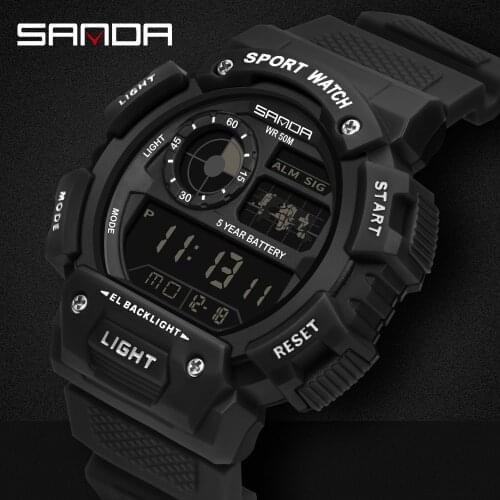 SANDA 50M Waterproof Digital Watch Men Chronograph Sports Mens Swim Wristwatches G Style Men Watches Clock Relogio Masculino