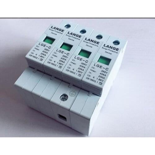 Din Rail Lightning protector 4P 385V Surge Arrester House Surge Protector Arrester 10-20KA 20-40KA 30-60KA 40-80KA