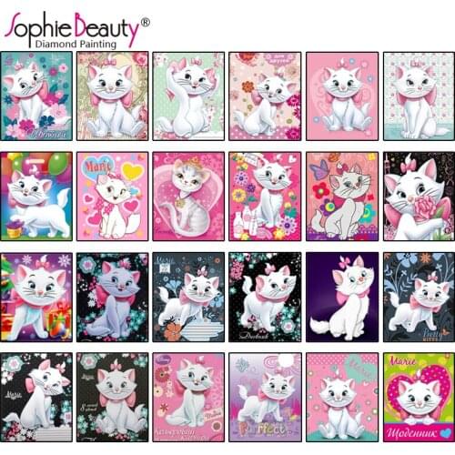 DIY diamond painting Cross Stitch Pink Cute Cat Resin Mosaic Craft Square 5D Handcraft embroidery Set Home Decor Needlework Arts