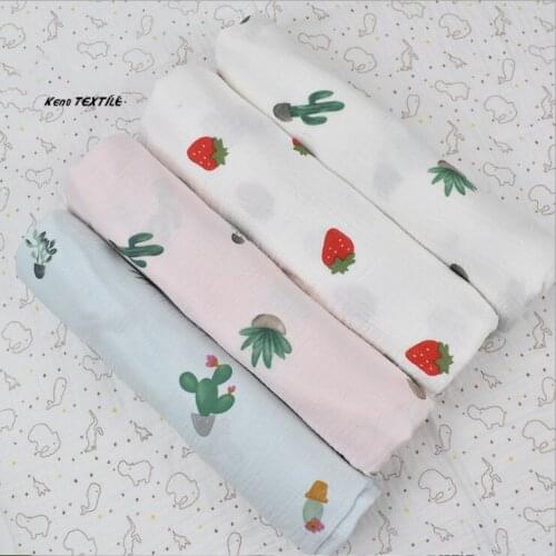 Combed cotton double-layer printed yarn fabric, dress home service cartoon double-layer crepe fabric