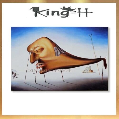 100% Handmade Salvador Dali Oil Painting Reproduction Sleep Famous Artist Artwork for Living room Bedroom