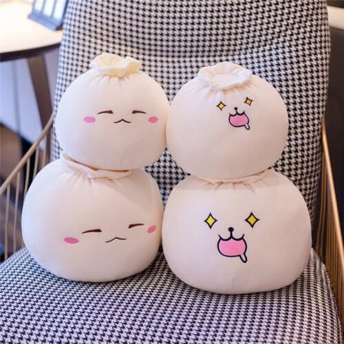 20cm/30cm Kawaii Soft Facial Expression Steamed Stuffed Bun Plush Toy Cartoon Food Bun Stuffed Doll Sofa Nap Pillow Kids Gift