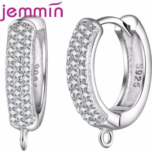Classic Round Hoop Earrings for DIY Making Hot Sale 10PCS 925 Sterling Silver Crystal Jewelry Accessories for Women
