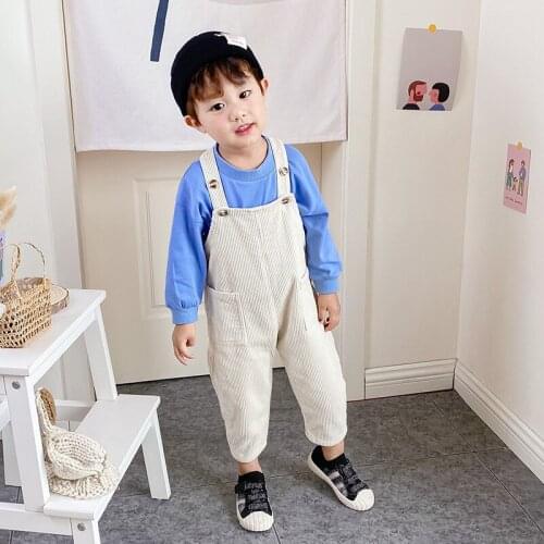 Autumn New Childrens Overalls 2021 Korean Style Corduroy Overalls For Boys And Girls Kids Casual Loose Jumpsuits Baby Pants