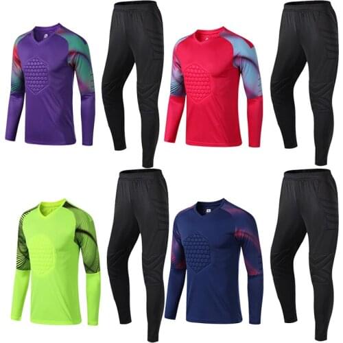 Men purple long sleeve green goalkeeper soccer jersey set adult navy blue goalkeepers football uniform DIY name number