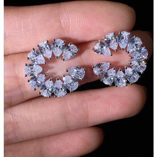 Korea Exquisite Large C-shaped Zircon Earrings Silver Cubic Zirconia Earrings Fashion Ladies Accessories Ladies Accessories