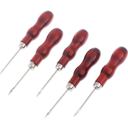 5 Pcs/lot Leather Shoes Repair Hook Awl Red Leather Craft Awl Hand Sewing Tool