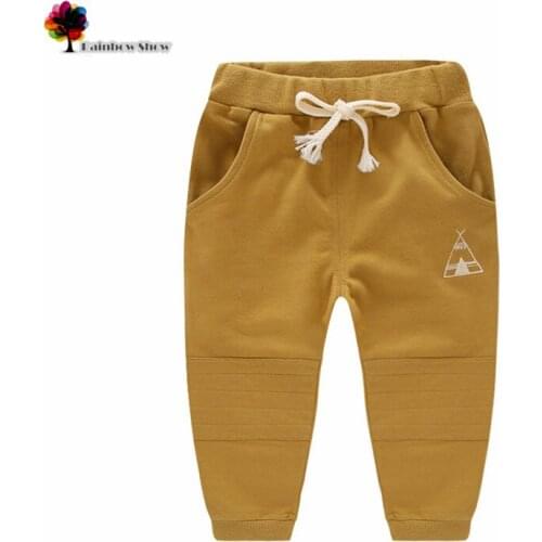 Lwly Brand New Spring and Autumn Kids Clothing Boys Fashion Triangle Embroidery Terry Casual Cotton Drawstring Kids Sports Pants