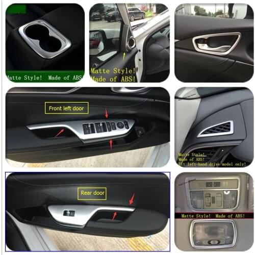 Yimaautotrims Matte Interior Refit Kit For Honda Civic 2016 - 2020 Pillar A / Air / Cup Holder / Reading Lamps / Handle Cover