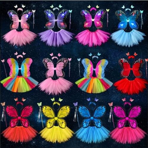 Mikumn Hot Sale Halloween Cosplay Fairy Angel Wings Insect Theme Costume For Kids Girl Butterfly Wings Costume Performance Dress