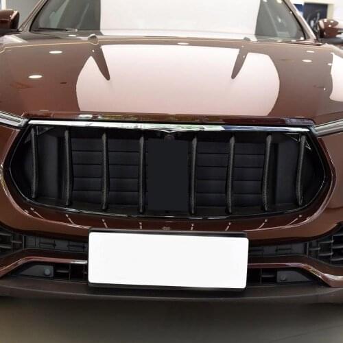 8Pcs Front Grille Cover Rainproof Anti-scratch Carbon Fiber Frame Strips for Maserati-Levante 2013 2014 2015 2016 2017 2018 2019