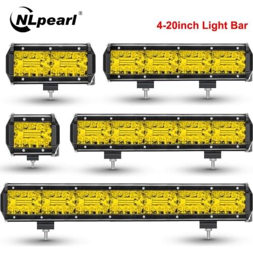 NLpearl Yellow Offroad LED Bar 4-20inch 12V 24V LED Light Bar for Car Turck Boat Tractor 4x4 Atv Spot Flood LED Work Light Bar