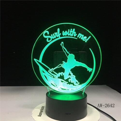 Wave Surf 3d Lights Seven Color Touch Remote Control Led Visual Led Night Light kids Gift Atmosphere Desk Lamp 2642