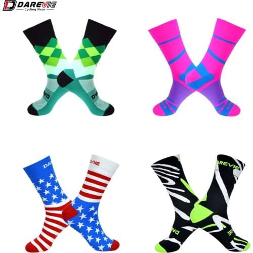 DAREVIE Cycling Socks Men‘s Women’s One Size Road Bicycle Professional Anti-Fungal Breathable Outdoor Sports Long Stockings
