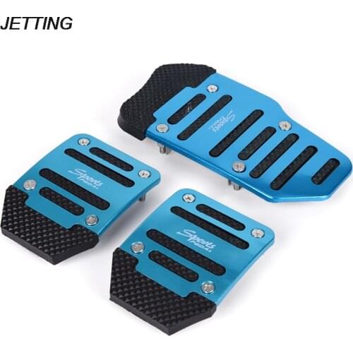 New 3pcs Aluminium Alloy Foot Treadle Cover Pad Car Auto Vehicle Non-slip Pedal Blue Car Accessories