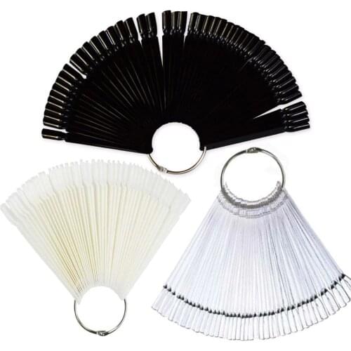 Wholesale 50 Pcs Clear False Nails Natural French Style Acrylic UV Gel Fan Shaped Fake Nail Art Tips Polish UV Gel Black Tips