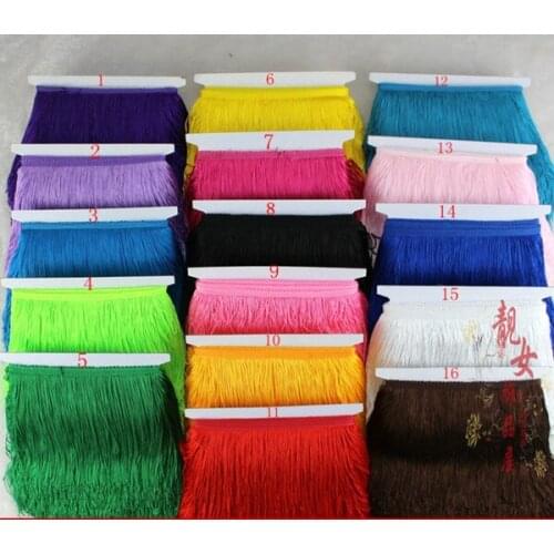 Wholesale 5 Yards 20CM Long Lace Fringe Trim Tassel Fringe Trimming For Diy Latin Dress Stage Clothes Accessories Lace Ribbon