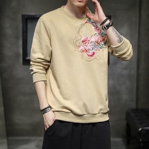 2021 Autumn Chinese Style Shirts Embroidery Asian Clothes Tang Suit Cheongsam Top Traditional Chinese Clothing For Men KK3415