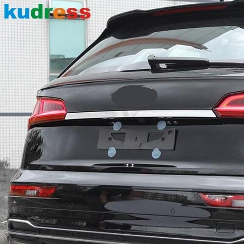 Rear Trunk Lid Cover Trim For Audi Q5 2018 2019 2020 Carbon Fiber Tailgate Decoration Strip Sticker Car Styling Accessories