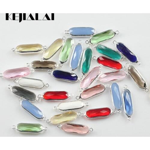 Oval Shape Colourful Faceted Connector Pendent Crystal Bezel Connector Crystal Charm High Quality for Jewelry Making 7*21mm