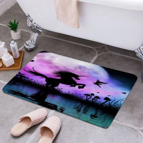 Unicorn with little fairy Anti-slip Doormat Vacuuming Water Absorbing Kitchen Bedroon Bath Floor Mats Home Entrance Home Decora