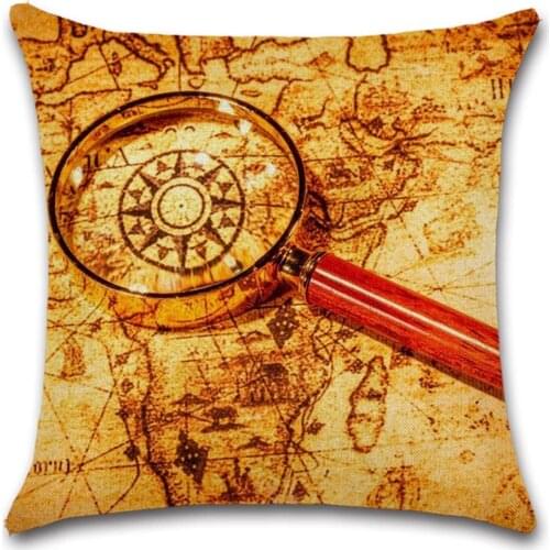 Retro Maps funny pirates printed linen polyester cushion cover pillowcase decoration for home sofa chair kids girl bedroom gift