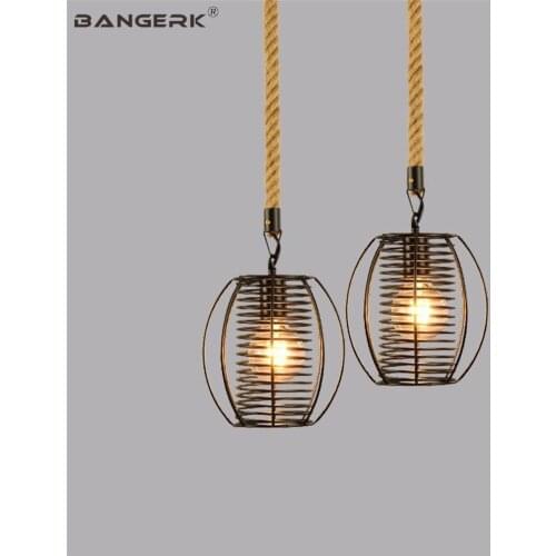 Retro Loft Decor LED Pendant Lamp Edison Industrial Hemp Rope Iron Hanging Light Dining Room Lights Fixtures Indoor Lighting
