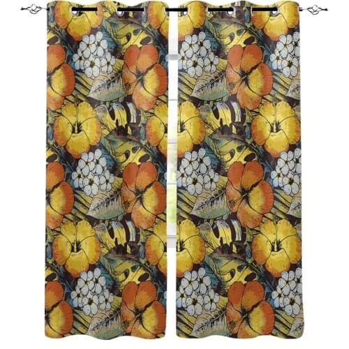 Tropical Plants Frangipani Palm Leaves Window Curtains Home Decor Living Room Curtains Kitchen Drapes Panel Curtains for Bedroom