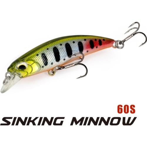 TSURINOYA 60S Sinking Minnow Fishing Lures 60mm 6.1g Jerkbait Bass Pike Trout Wobblers Swimbait Artificial Hard Bait