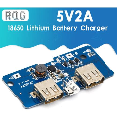 18650 Dual Micro USB 3.7V to 5V 2A Boost Mobile Power Bank DIY 18650 Lithium Battery Charger PCB Board Step Up Module With Led