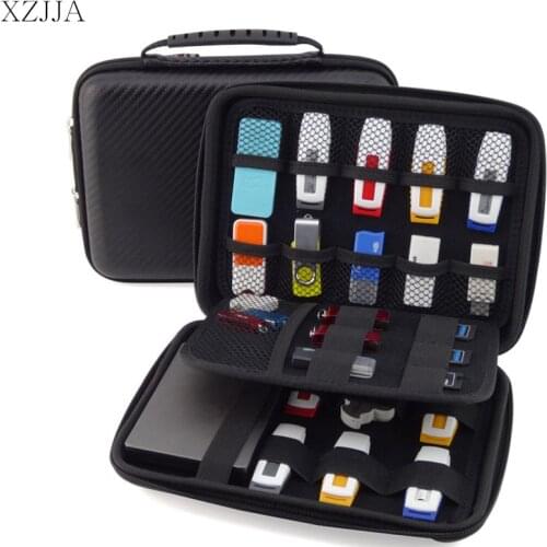 XZJJA High Capacity Mobile Hard Drive Storage Boxes Earphone Wire Bag U aegis U disk Data Cable Line Organizer Smart Cover