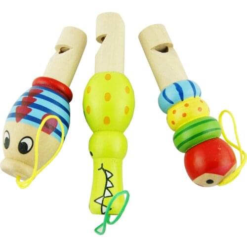 1Pcs Wooden Random Color Toys Cartoon Animal Whistle Educational Music Instrument Toy for Baby Kids Children