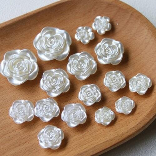 10Pcs Romantic White Rose Flower Patch With Hole Beads For DIY Making Earrings Necklace Jewelry Accessories