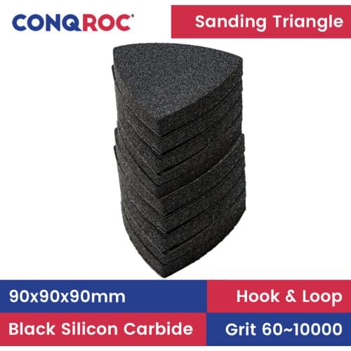 100 Pieces 90mm Sanding Triangles Hook Loop Wet Dry Waterproof Sand Paper for Oscillating Tool Metal Car Phone Plastic Polishing