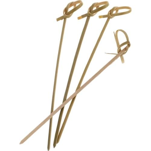 100 Pieces Rustic Bamboo Knot Cocktail Spades Drink Stirrer Fruit Cake Sticks