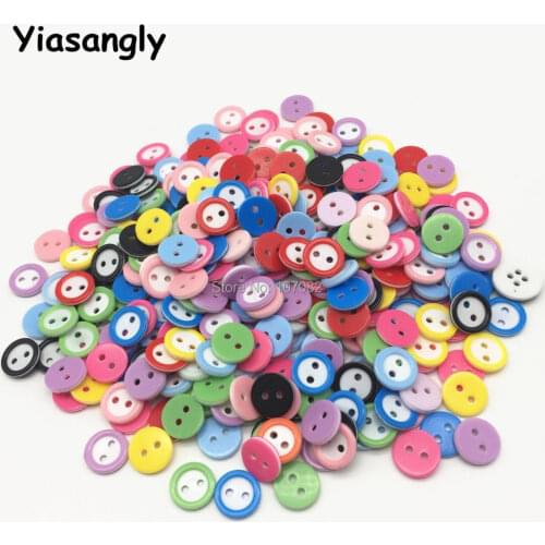 1000pcs Random Mixed Buttons Ring Resin Sewing 2 Holes Button 11mm Embellishments Scrapbooking Crafts