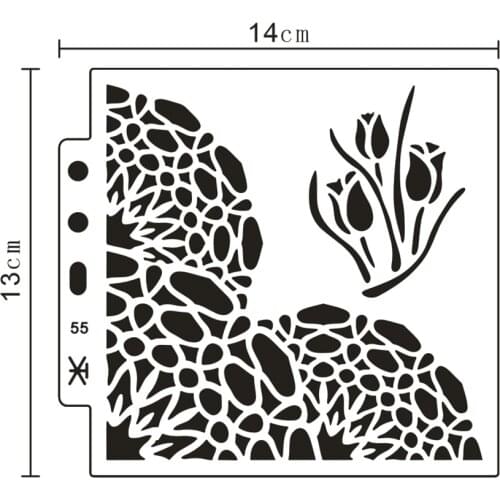 13x14cm Flowerbeds Scrapbook Stencils Spray Plastic Mold Shield DIY Cake Hollow Embellishment Printing Lace Ruler Valentine