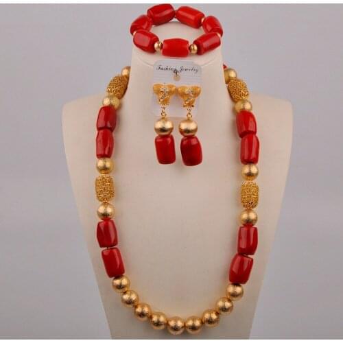 24inches Red Coral Jewelry Set African Wedding Beades Bridal Wedding Jewelry Sets