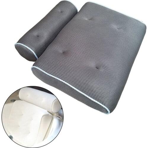 3D Mesh Bathtub Bath Pillow Non-Slip Strong Suction Hot Tub Neck Head Head Support Rest Cushion SPA Pillow Easy to Clean