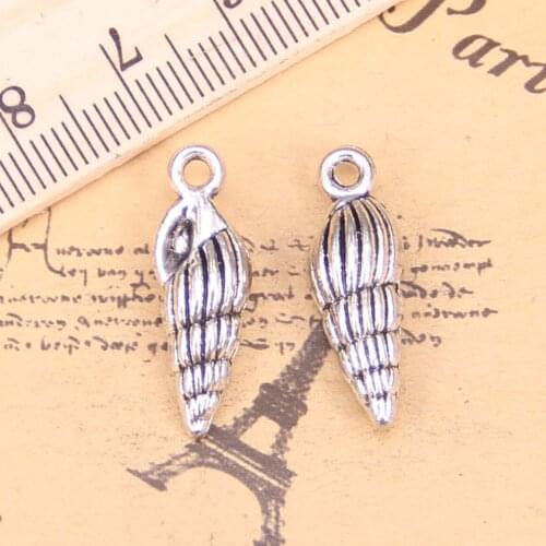 58pcs Jewelry Charms conch shell 24x8mm Antique Silver Plated Pendants Making DIY Handmade Tibetan Silver Jewelry