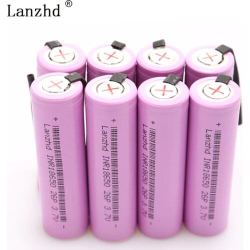 8PCS 18650 Nickel sheet INR18650 Rechargeable Battery for 18650 batteries Li ion Discharge 2600mAh 3.7V + DIY Nickel Sheets