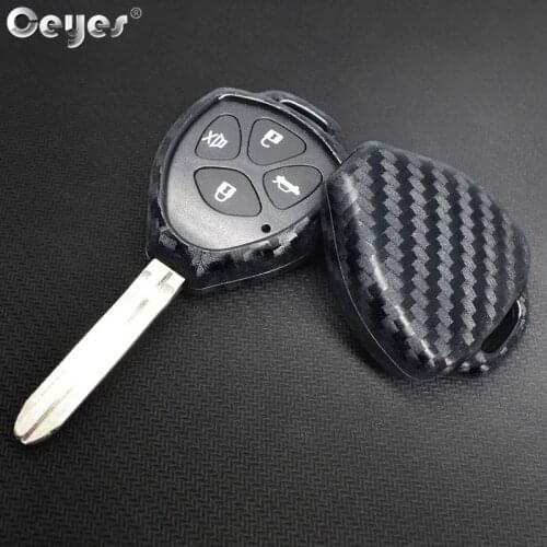 Ceyes Car Accessories Carbon Fiber Protective Key Cover Styling Case For Toyota Corolla Hilux Vitz Rav4 Camry Crown Auto Shell