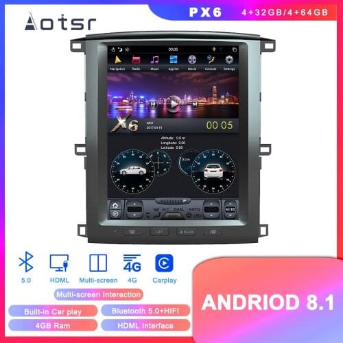 Tesla style Android 8.1 GPS Navigation Car DVD Player For Toyota Land Cruiser LC100 2003-07 Auto radio stereo multimedia player