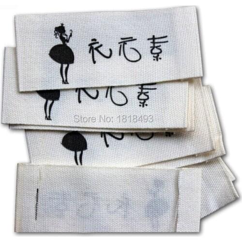 Free shipping customized clothing cotton collar label with cut and fold printed cotton labels/garment labels printing/main label