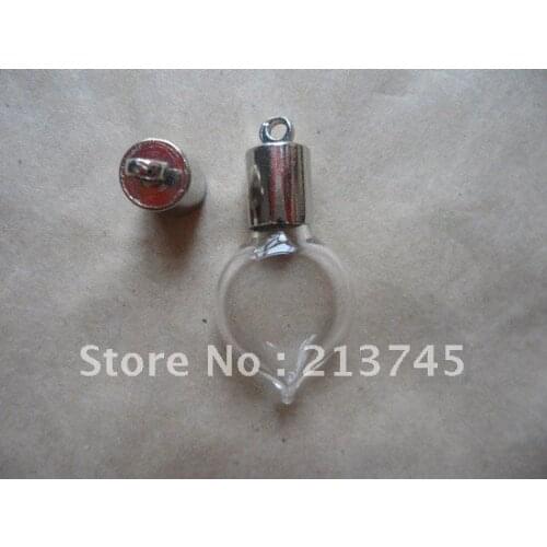 Freeshipping!! Handcraft Clear Heart Vial Pendants for Earring/Neckalce Making