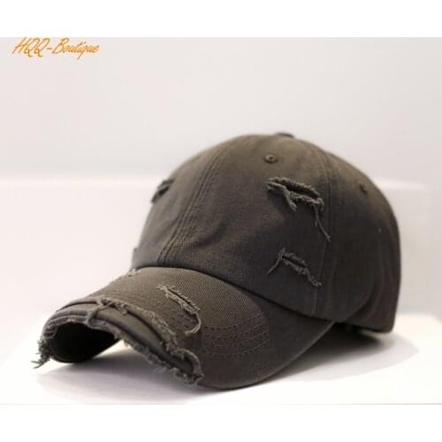 Retro Personality Distressed Hole Baseball Cap Male Ins Summer Tide Hip-Hop Wild Soft Top Curved Eaves Sunshade Hat Female