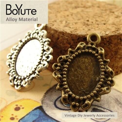BoYuTe (50 Pieces/Lot) 14*10MM Cabochon Base Antique Bronze Silver Plated Pendant Blank Diy Jewelry Making Accessories