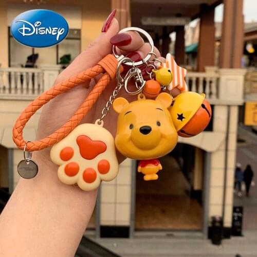 Disney Cute Pooh Cartoon Girl Cat Keychain Creative Car Key Chain Ring Men and Women Couple Backpack Ornaments